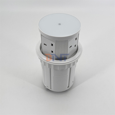 Torre de salida pop-up de 3 salidas personalizada de PVC y aluminio en la mesa de la cocina enchufe de energía con cargador inalámbrico enchufes pop-up de escritorio