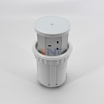 Torre de salida pop-up de 3 salidas personalizada de PVC y aluminio en la mesa de la cocina enchufe de energía con cargador inalámbrico enchufes pop-up de escritorio