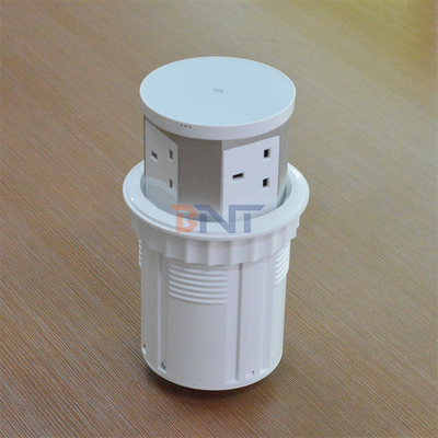 Torre de salida pop-up de 3 salidas personalizada de PVC y aluminio en la mesa de la cocina enchufe de energía con cargador inalámbrico enchufes pop-up de escritorio
