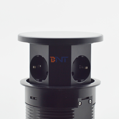 OEM/ODM Smart Pop-Up Power Outlet Alcantarilla de mesa de aluminio con 3 tomas de corriente alterna y 2 puertos USB IP44 estándar para la carga