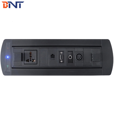 El conector de medios de comunicación pop-up de la mesa manual de 180 grados negro con OEM / ODM