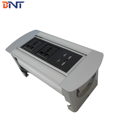 Puerto de alimentación de datos de escritorio emergente con 2 * alimentación universal / 2 * configuración USB