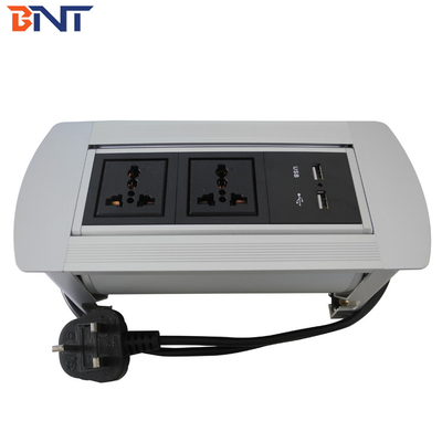 Puerto de alimentación de datos de escritorio emergente con 2 * alimentación universal / 2 * configuración USB