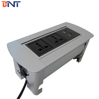 Puerto de alimentación de datos de escritorio emergente con 2 * alimentación universal / 2 * configuración USB