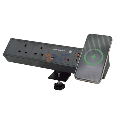 2 tomas de corriente alterna multifunción USB doble A + C Reino Unido 65W PD carga rápida de escritorio pinza toma de corriente