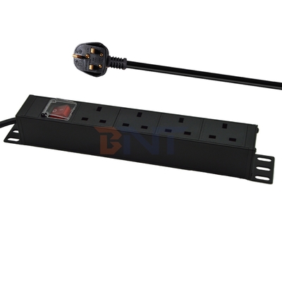 PDU 4 puertos enchufes SPD Protector contra sobretensiones toma de corriente de banda de extensión 3250W con interruptor de encendido / apagado y cable de alimentación