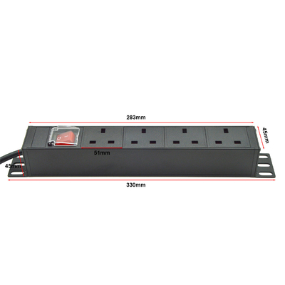 PDU 4 puertos enchufes SPD Protector contra sobretensiones toma de corriente de banda de extensión 3250W con interruptor de encendido / apagado y cable de alimentación