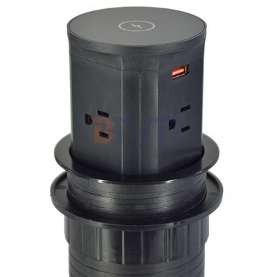 4 salida Us Socket de ascensor de cocina estándar Sockets emergentes neumáticos ocultos UE Reino Unido Conectividad USB Carga inalámbrica