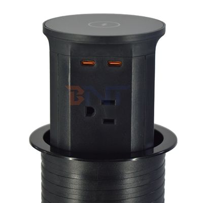4 salida Us Socket de ascensor de cocina estándar Sockets emergentes neumáticos ocultos UE Reino Unido Conectividad USB Carga inalámbrica