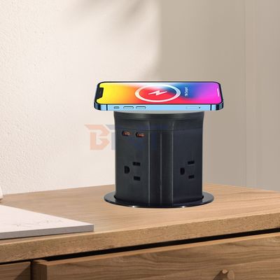 4 salida Us Socket de ascensor de cocina estándar Sockets emergentes neumáticos ocultos UE Reino Unido Conectividad USB Carga inalámbrica