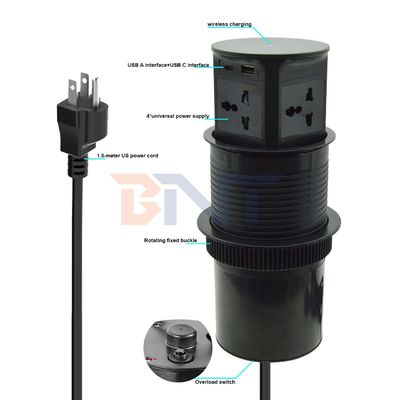 Cargador inalámbrico BNT Automático neumático pop-up del fregadero de la cocina del grifo nuevo diseño de la mesa 4 tomas de corriente automática moderna
