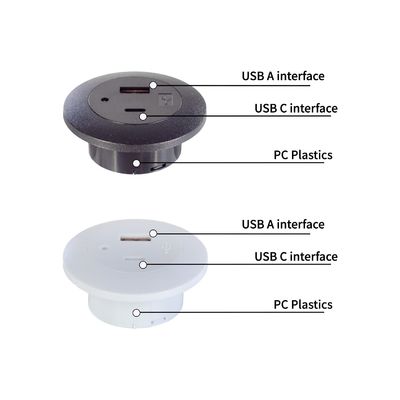 Toma de corriente de mesa empotrada de plástico con puertos de carga USB A+C