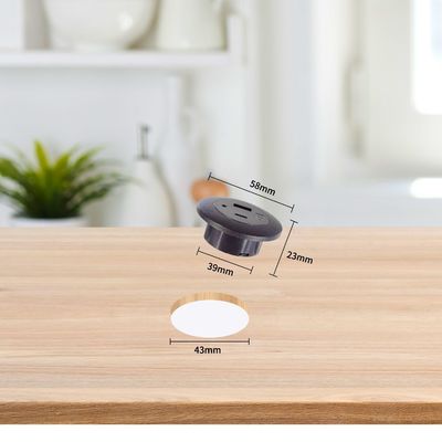 Toma de corriente de mesa empotrada de plástico con puertos de carga USB A+C
