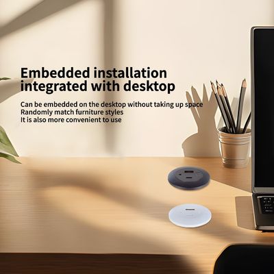 Toma de corriente de mesa empotrada de plástico con puertos de carga USB A+C