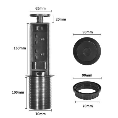 Enchufe de cocina de alimentación universal Sacar el enchufe de la cocina Enchufes de cocina emergentes de encimera ocultos para cocina inteligente moderna