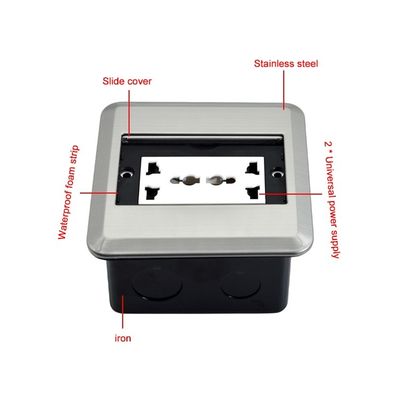 Enchufe de suelo BNT con montaje en suelo, cubierta deslizante oculta y tapa deslizante para sala de oficina