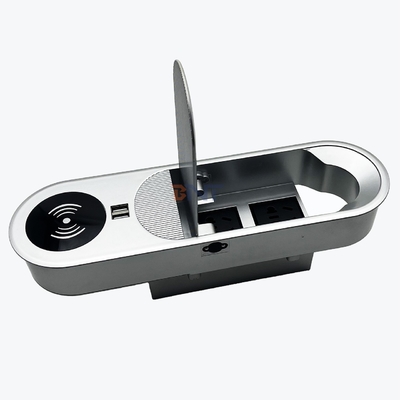 Enchufe de escritorio con salida de alimentación multifuncional 2AC y 2USB A con cargador inalámbrico