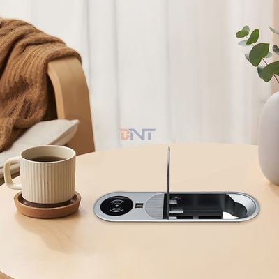 Enchufe de escritorio con salida de alimentación multifuncional 2AC y 2USB A con cargador inalámbrico