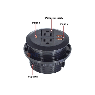 Conjunto de sofá redondo Consactor de energía eléctrica incorporado con 2 tomas de corriente estándar de EE.UU. y doble conexión USB A Consactor de carga 65W