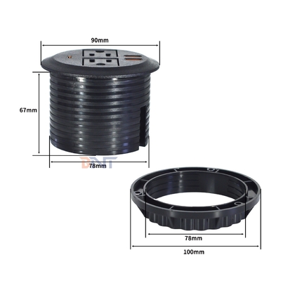 Conjunto de sofá redondo Consactor de energía eléctrica incorporado con 2 tomas de corriente estándar de EE.UU. y doble conexión USB A Consactor de carga 65W