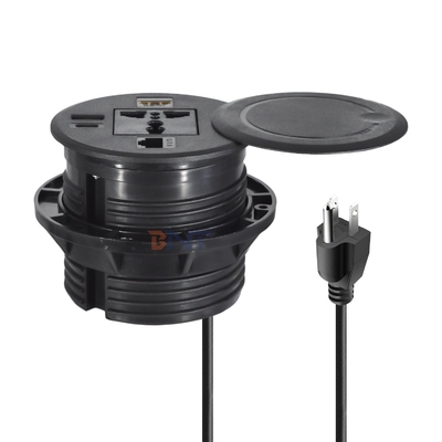 Sofá redondo con enchufe de alimentación integrado con enchufes de alimentación estándar universales USB A+C y HDMI y red