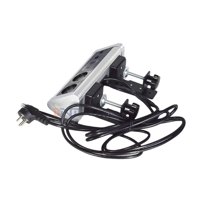 Diseño de clips adhesivos Clampada de escritorio toma de corriente con 2 tomas de corriente AC IS USB A + C PD 20W Carga rápida