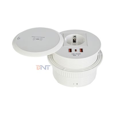 Toma de corriente para mesa o sofá con diseño empotrado, enchufe de alimentación estándar de la UE con 2 puertos de carga Tipo A + 1 Tipo C