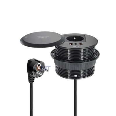 Toma de corriente para mesa o sofá con diseño empotrado, enchufe de alimentación estándar de la UE con 2 puertos de carga Tipo A + 1 Tipo C