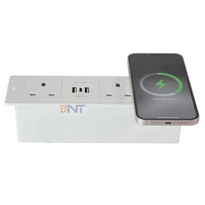 Enchufes multifuncionales de escritorio con enchufe eléctrico 2AC y enchufes de carga USB A + C