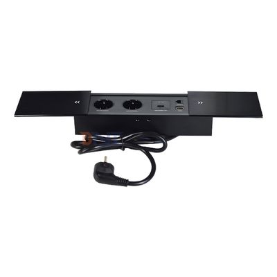 Toma de corriente eléctrica de sobremesa Euro de doble deslizamiento, 2 enchufes de CA y USB A+C IP44 para uso en oficina