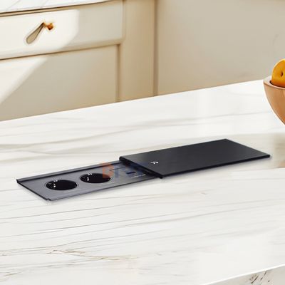 Toma de corriente eléctrica de sobremesa Euro con apertura deslizante, 2 enchufes de CA, USB A+C, IP44, corriente nominal de 16A para uso en oficina, enchufe estándar de la UE