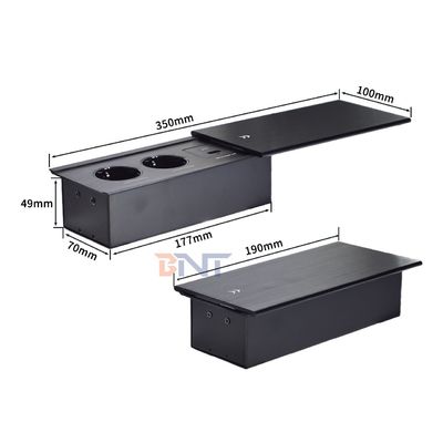 Toma de corriente eléctrica de sobremesa Euro con apertura deslizante, 2 enchufes de CA, USB A+C, IP44, corriente nominal de 16A para uso en oficina, enchufe estándar de la UE