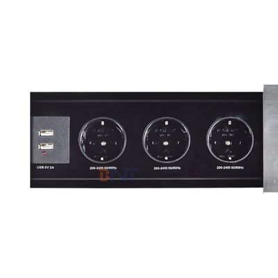 Toma de corriente eléctrica de sobremesa Euro con diseño deslizante y apertura, con 3 enchufes de CA, 16A nominales, estándar de enchufe de la UE