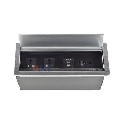 Precio de fábrica Cepillo de escritorio Cubierta Flip Enchufe con 2* fuente de alimentación universal, 2* USB A, 1* Red, 1* HDMI