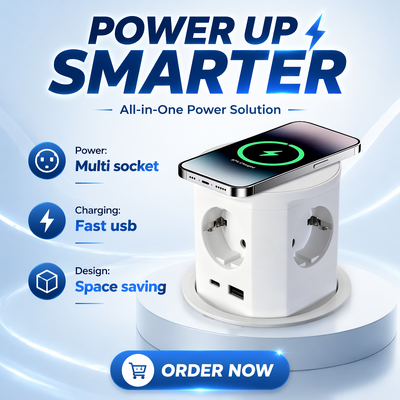 BNT Uso comercial de escritorio IP44 4 tomas de corriente alterna 16A ABS enchufe neumático USB puertos A + C PD20W carga