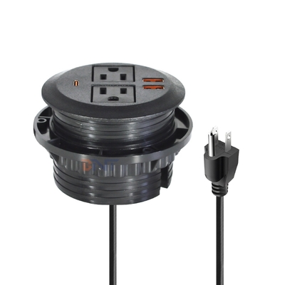 Conjunto de sofá redondo Consactor de energía eléctrica incorporado con 2 tomas de corriente estándar de EE.UU. y doble conexión USB A Consactor de carga 65W