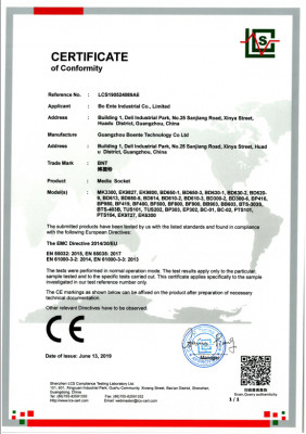 China Guangzhou Boente Technology Co., Ltd (Bo Ente Industrial Co., Limited) Certificaciones